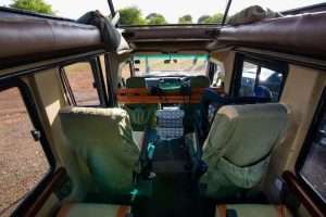 4x4 safari jeep interior showing radio equipment and WiFi connection