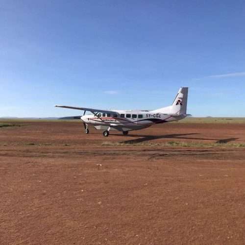 Charter flight at mara serena Airstrip Masai mara kenya