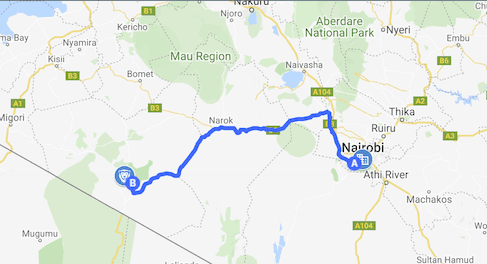 Map Nairobi to Masai Mara group tour