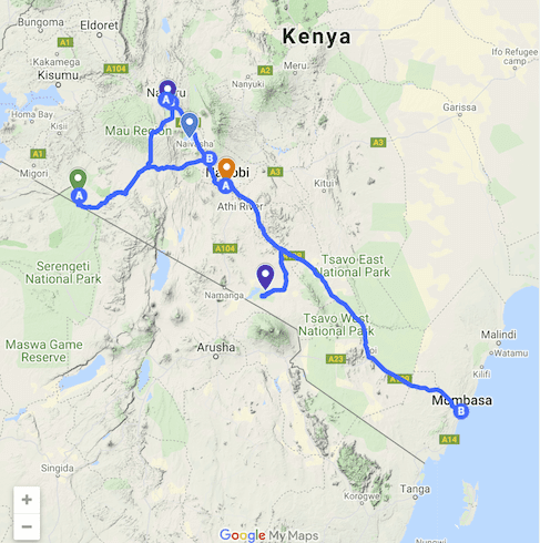 Nairobi to Diani 7 day safari