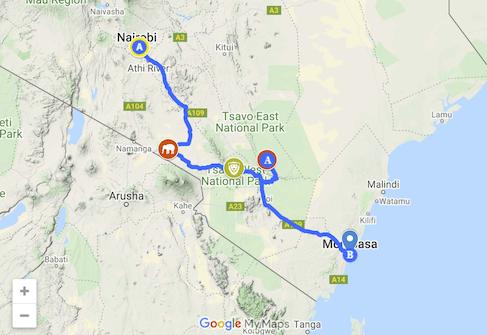 Nairobi to Diani Amboseli Tsavo East West
