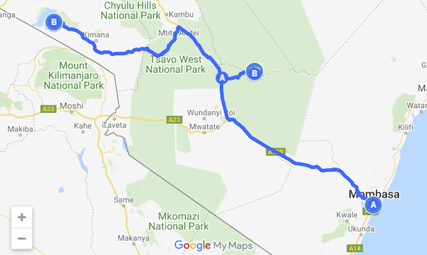 Diani 3 Day Tour Tsavo East OR Tsavo West and Amboseli