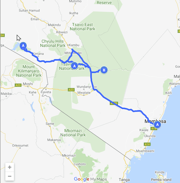 Five Day Diani Beach to Tsavo East Amboseli Tsavo West