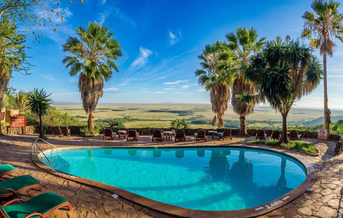 Swimming pool at Mara Serena Safari Lodge Kenya safari tour packages by Africa Kenya Safaris scaled